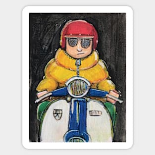 Retro Scooter, Classic Scooter, Scooterist, Scootering, Scooter Rider, Mod Art Sticker